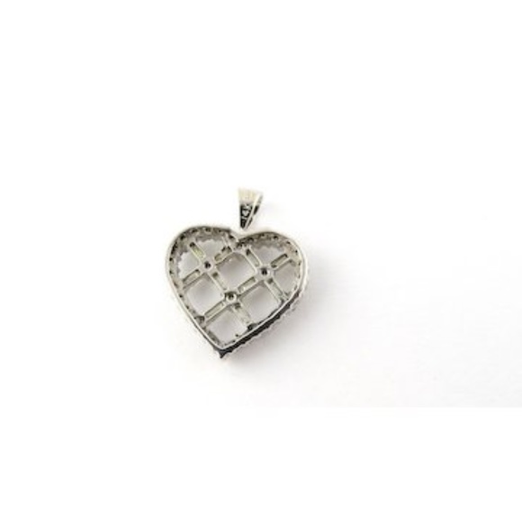 Vintage 14K White Gold Diamond Criss Cross Heart Pendant #1386 - Picture 4 of 9